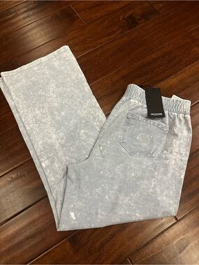 True Religion Acid Wash Light Blue Gray Soft Faux Denim Pants